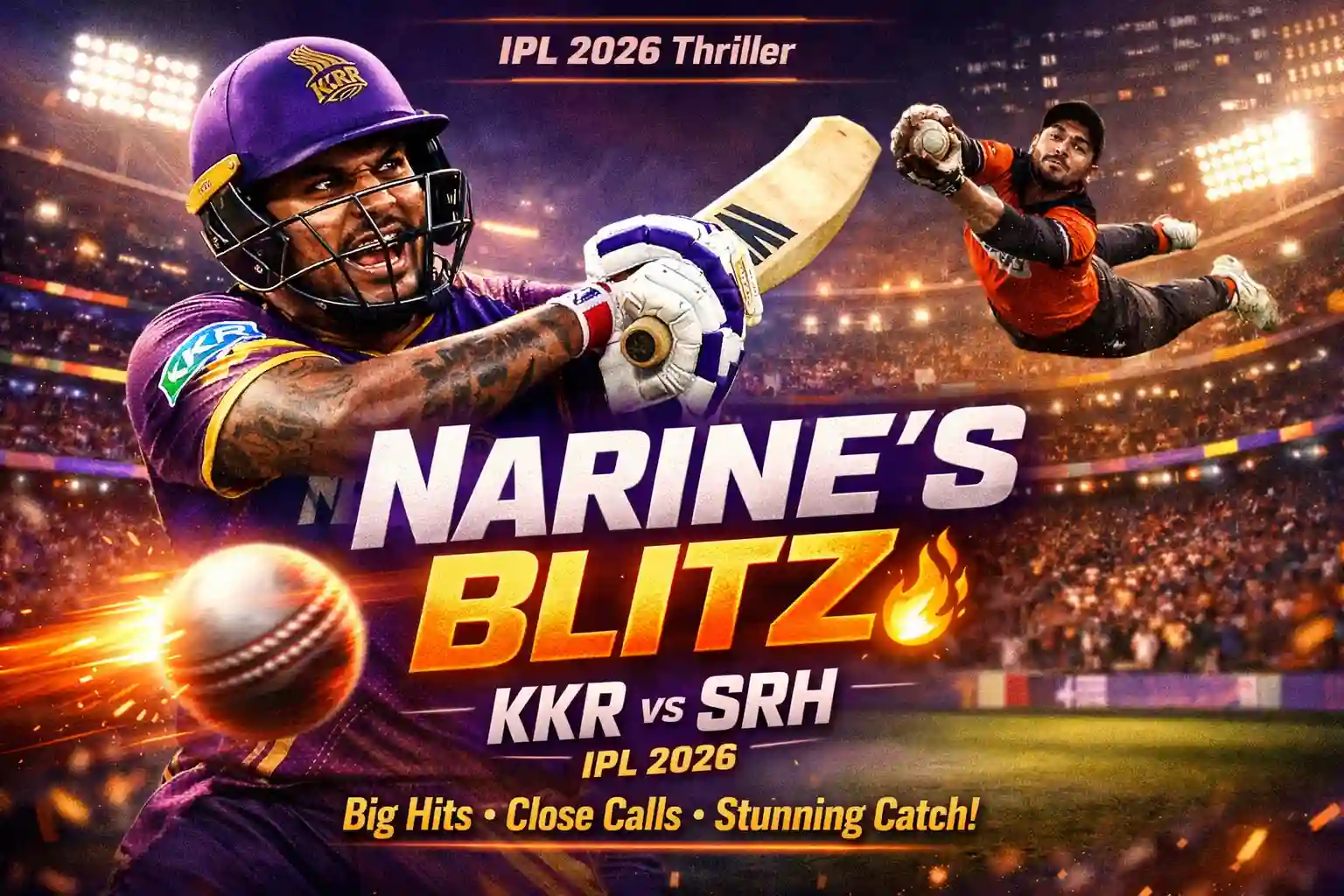 Narine’s Quickfire Blitz Ends in Drama! Big Hits, Close Calls and a Stunning Catch in KKR vs SRH Clash